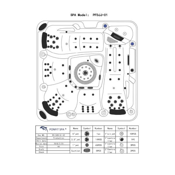Freestanding Hydro Massage Spa Hot Tub 1600 L Water Volume With 122 PCS Jets
