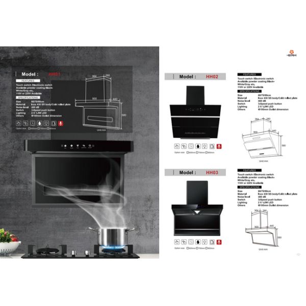 Home Appliance Kitchen Hood Exhaust Range Cooker Hood SS Chimney