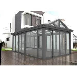 China Modern Aluminum Alloy Sunroom Weatherproof Transparent Glass Wall on sale