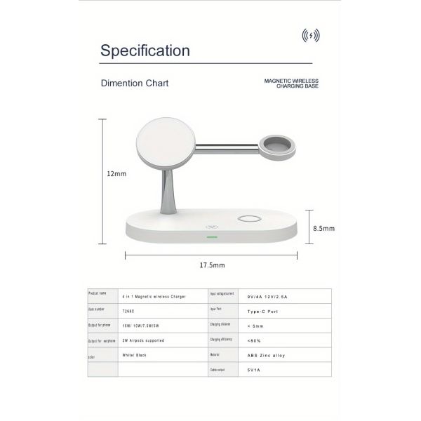 4 In 1 Wireless Charging Station With 2W Night Light And Multiple Safety Protection