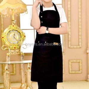 OEM Kitchen Cooking Apron Tc Fabric Black Kitchen Bib Aprons