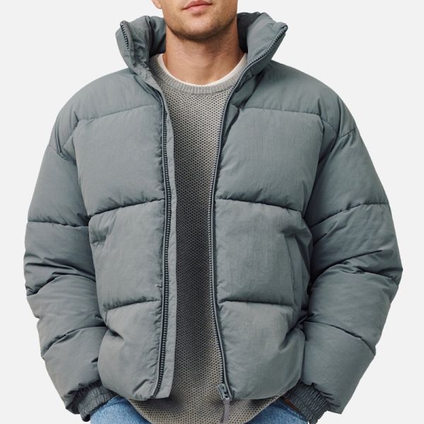 Clothing Manufacturer Designer Puff Padded Coat Oem Logo Oversized Men's Down Bubble Winter Custom Puffer Jacket