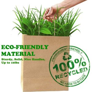 ISO Recyclable Brown Kraft Paper Sack Bags Custom Logo for food delivery