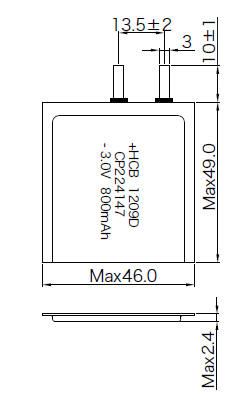 450Wh/kg 800mAh CP224147 3.0V Lithium Pouch Cell