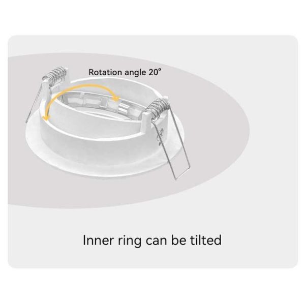 Commercial Lighting Recessed Spotlight Frame With 20° Tilt And Rotating Housing