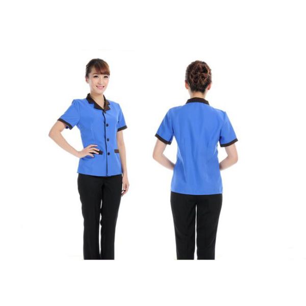 Summer Stylish Hotel Restaurant Staff Uniform Any Size With Two Lower Pockets