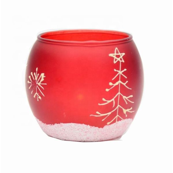 Buy Handpainted Christmas Snowflake Glass Cylinder Candle Holders at wholesale prices