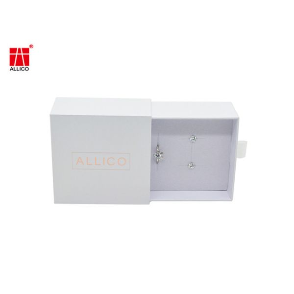 128gsm-400gsm White Cardboard Sliding Drawer Gift Boxes For Earring ODM
