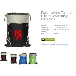 Personalized Polyester Drawstring Bags, Custom Printed Sport Drawstring