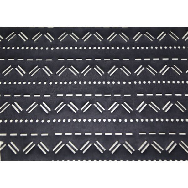 Perforated Black Leather Fabric Mustache Design , Punched Synthetic Leather