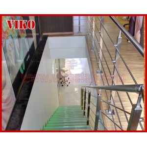 Steel Cable Stair VK66SC TreadTempered glasAluminum Baluster Glass Handrail 304