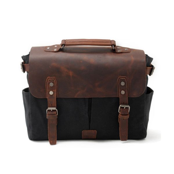 Buy CL-900 Black Vintage Waxed Canvas and Leather Photography Bag at wholesale prices