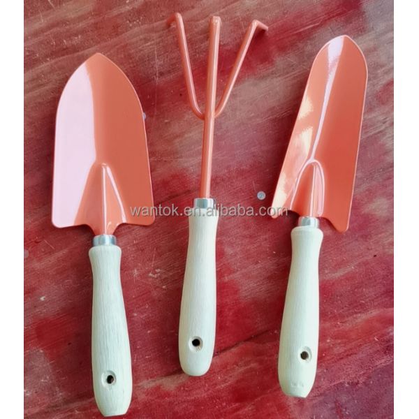 Essential GARDEN TOOL SET 3PCS Wooden Handle Mini Shovel/Rake/Spade for Flower Plants