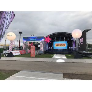 96W RGB LED Inflatable Lighting Decoration With 63 Ft Diameter White Poly Silk