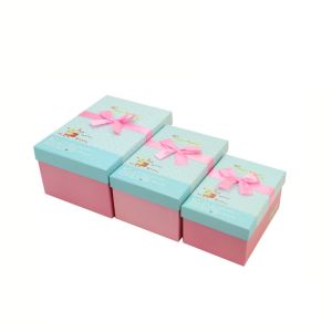 Custom Girlfriend Gift Box Packaging Hard Bow Pink Cardboard Packing With Lid