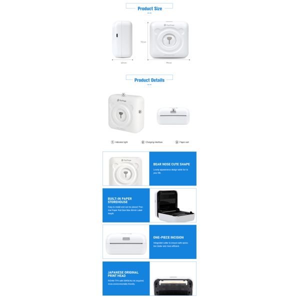 Intelligent Handheld Pocket Picture Printer for POS/ESC Command Compatible Label Printing