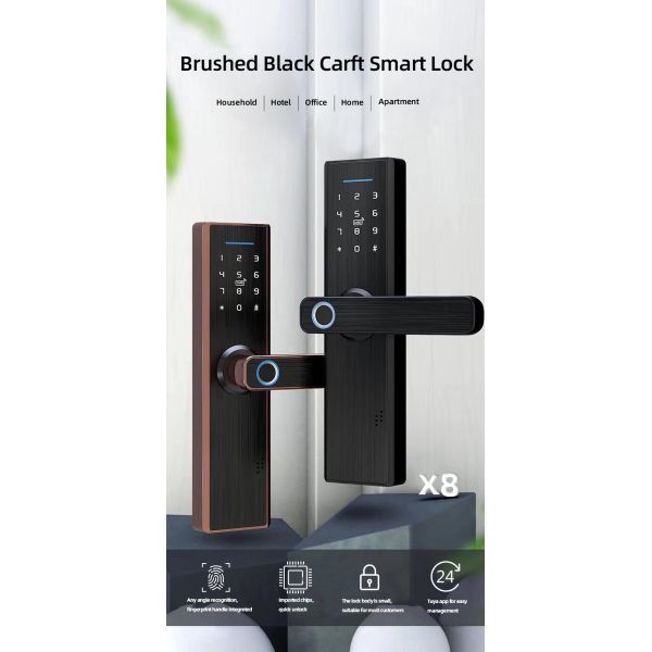 Durable Luxury Fingerprint Handle Door Lock 60mm With Camera