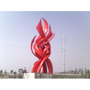 Stainless steel landscape sculpture with painting,sequare landscape stainless