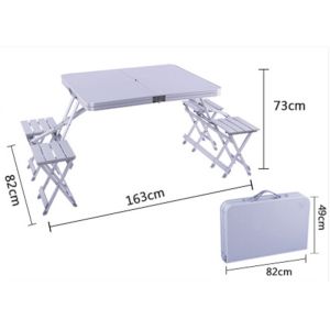 Outdoor Garden Party Picnic Folding Table Stools Set W82 x D163 x H73 cm