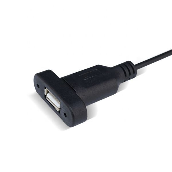 Custom Panel Mount USB A Female to Bare Wire Tinned Open End Cable