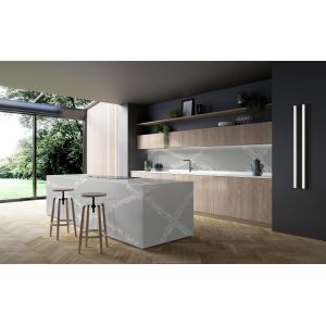 Ice White Calacatta Quartz Stone Scratch Resistance Anti Infiltration