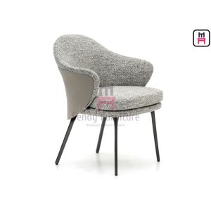 Black Metal Frame Restaurant Dining Chair Leather / Fabric Upholstered Durable