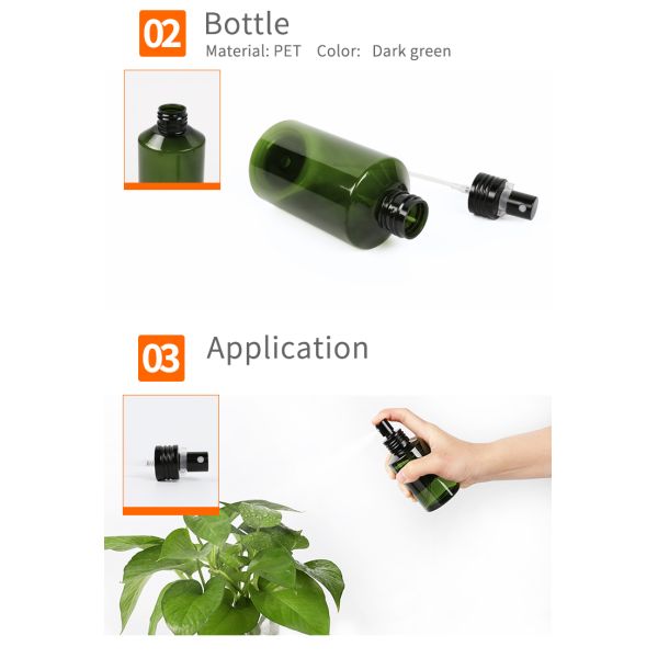 Sloping Shoulder Plastic Cosmetic bottle packaging empty pet bottle with spray