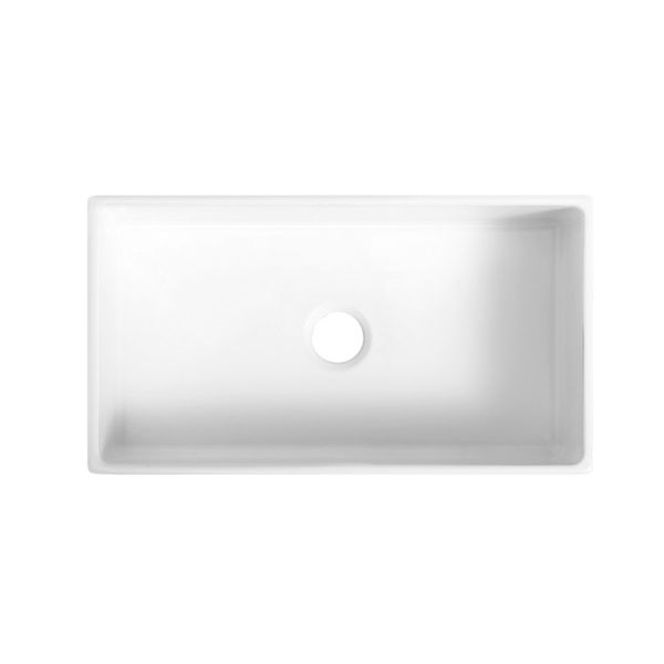 Rectangular Farmhouse Kitchen Sink Gloss White Single Bowl Kitchen Sink