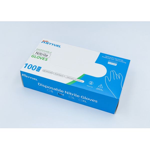 Buy Multi Use Custom Food Grade Disposable Nitrile Gloves / Carton Size 45cm*27cm*22cm at wholesale prices
