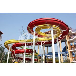 Stainless Steel Fastener FRP Spiral Water Slides / Fiberglass Water Slide