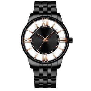 3ATM Stainless Steel 42mm Men'S Quartz Watch Transparent Case Customized