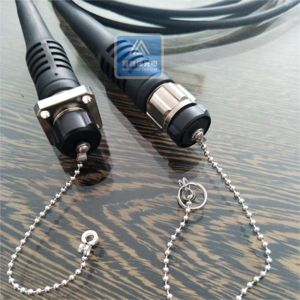 Armored Fiber Optic Patch Cord 4 Core ODC Connector 5.0mm Black TPU