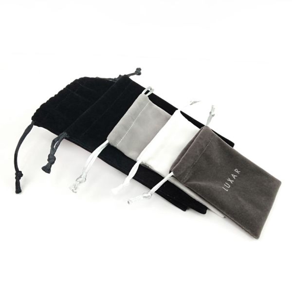 Custom Order Accepted Gold Stamping Hot Foil Drawstring Velvet Jewelry Pouch