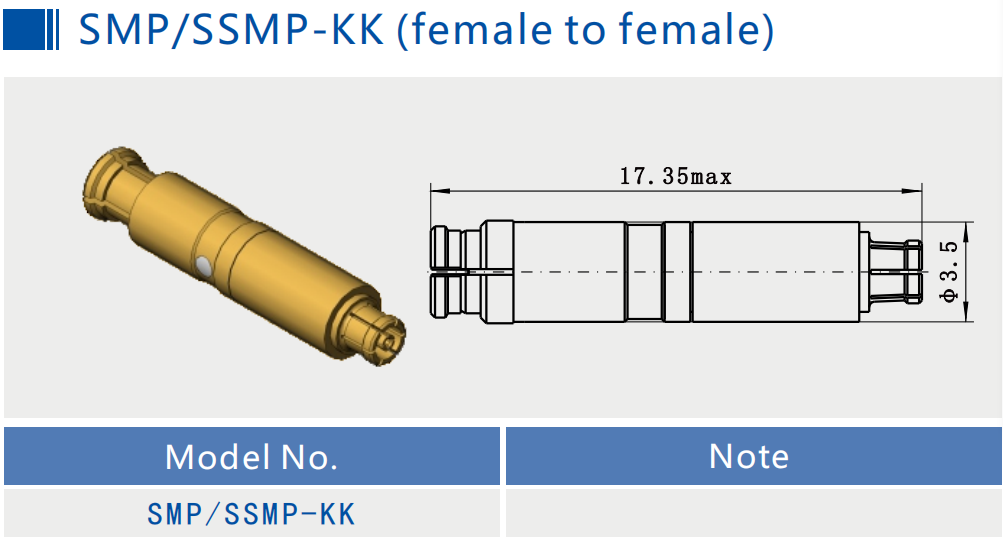50Ω Gold Plated SMP Female to SSMP Female SMP to SSMP Jack to Jack RF Coaxial Adapter up to 40GHz