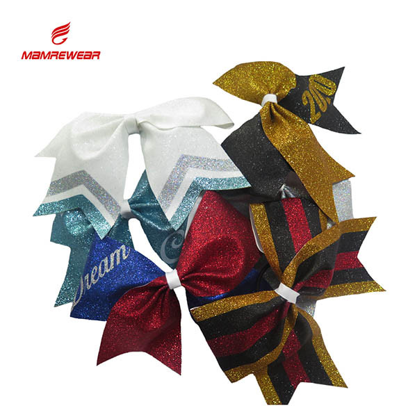 Golden And Grey Sparkle Football Cheer Bows / Vivid Birthday Cheer Bow