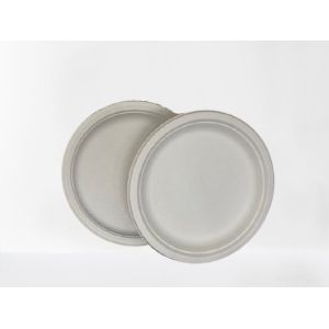 Quality Oilproof Natural White Biodegradable Sugarcane Bagasse Plates 9&quot; for sale