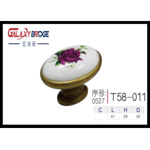 Kitchen Cupboard Door Knobs Ceramic Handles Antique Bronze Oval Porcelain