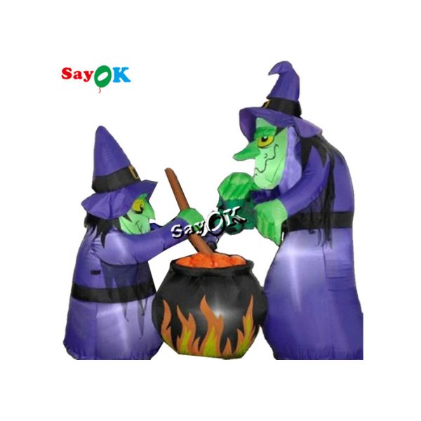 Buy ​4x6ft Led Lighting Inflatable Halloween Witch With Cauldron at wholesale prices