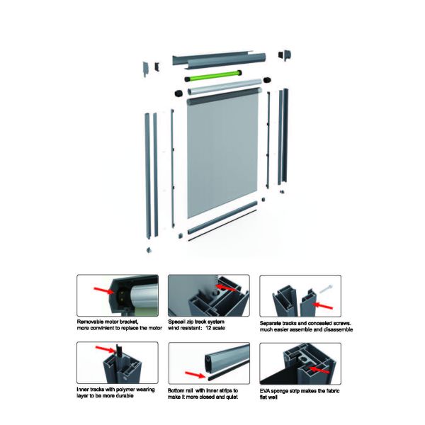 Wind Proof Zip Track Blind , Motorized Roller Blinds SUNC Terrace Cover