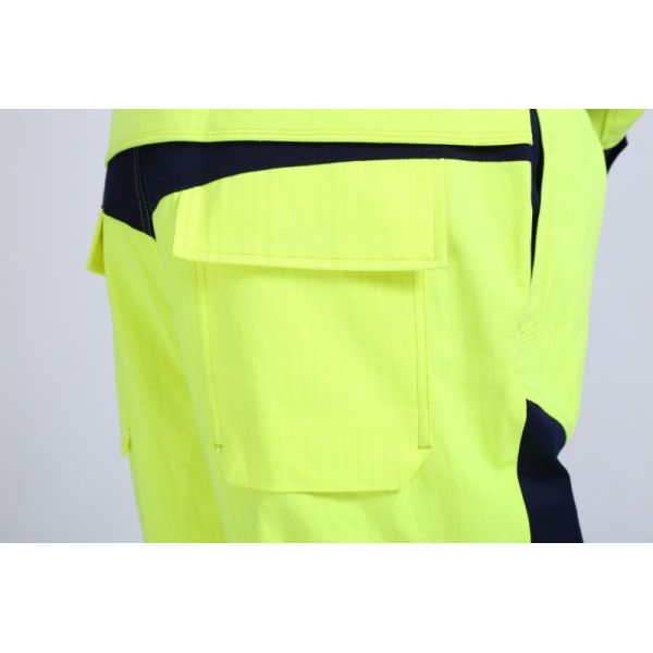 290gsm light weight arc protection Fire proof Bib Trousers , EN20471 HIVIS Flame Resistant Bib Pants