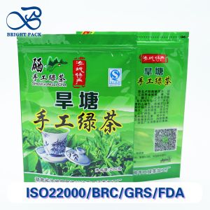 Eco-Friendly Stand Up Bags For Tea Packaging With Aluminum Foil Liner And Resealable Zipper Bulk Orders Discounts.