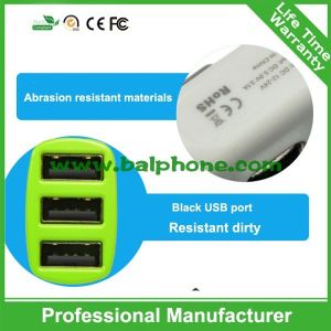 Wholesale 3 USB Port DC 5V 1A-2.1A Auto Mobile Phone Car Charger for iPhone iPad