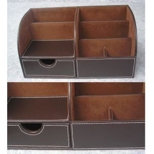 Leather Household Remote Controller Storage Box Makeup Holder