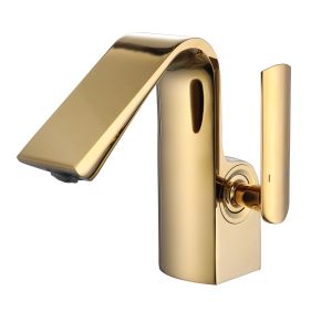 Gold Grey Waterfall Single Handle Basin Mixer Electroplated Finish