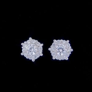 Modern Silver Cubic Zirconia Earrings / Sapphire Sterling Silver Stud Earrings
