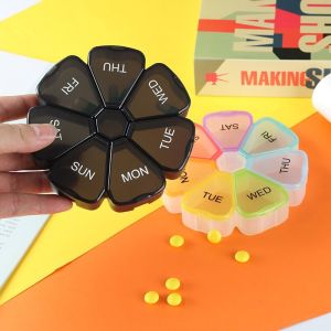 7 Day Weekly Pill Medicine Dispenser Box Flower Shape 7 Cases Vitamin Fish Oil