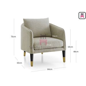 Wood 0.5cbm Fabric Upholstered Easy Chair 64*60*76cm