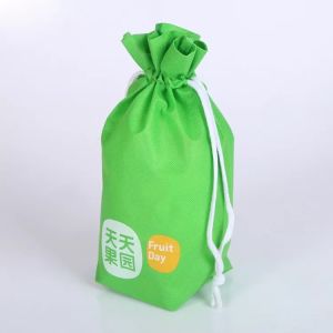 Summer Green Drawstring Bag , Light Weight Cloth Drawstring Gift Bags