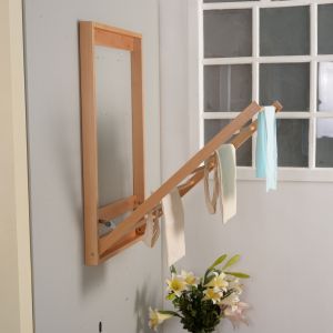 Natural Wood Solid Beech 15.5cm Depth Wall Mounted Drying Rack