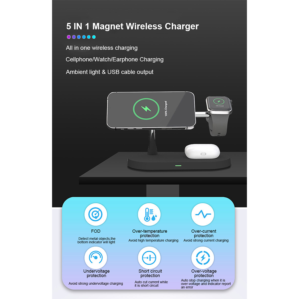 Long-Lasting Battery 2W Night Light Wireless Charger For IPhone White And Black